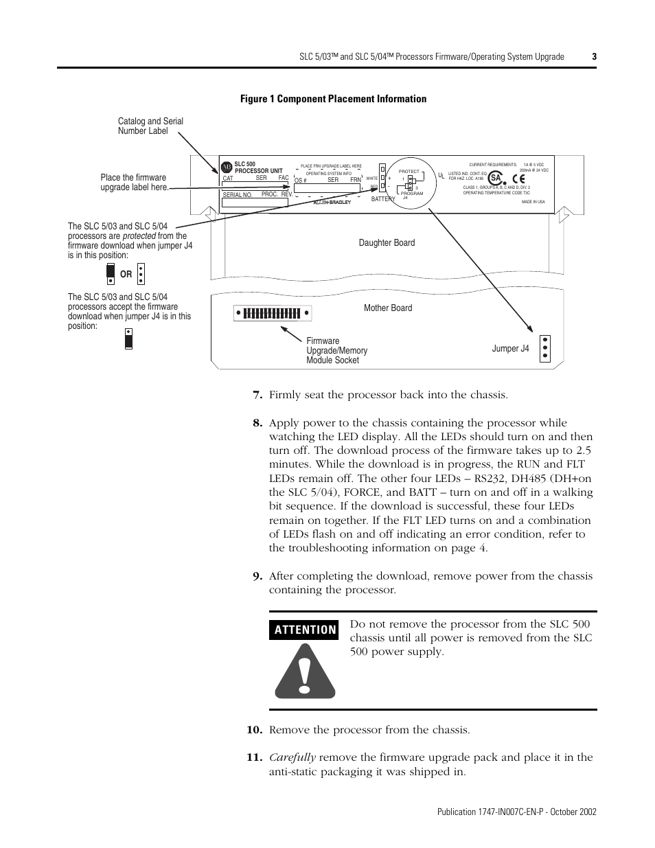 Attention | Rockwell Automation 1747-OS302_OS401 SLC 5/03 and 5/04 Processors Firmware/Operating System Upgrade User Manual | Page 3 / 8