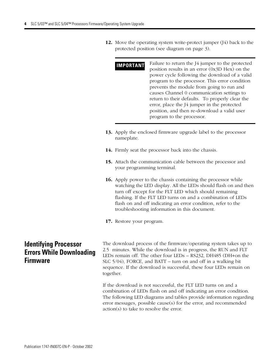 Rockwell Automation 1747-OS302_OS401 SLC 5/03 and 5/04 Processors Firmware/Operating System Upgrade User Manual | Page 4 / 8