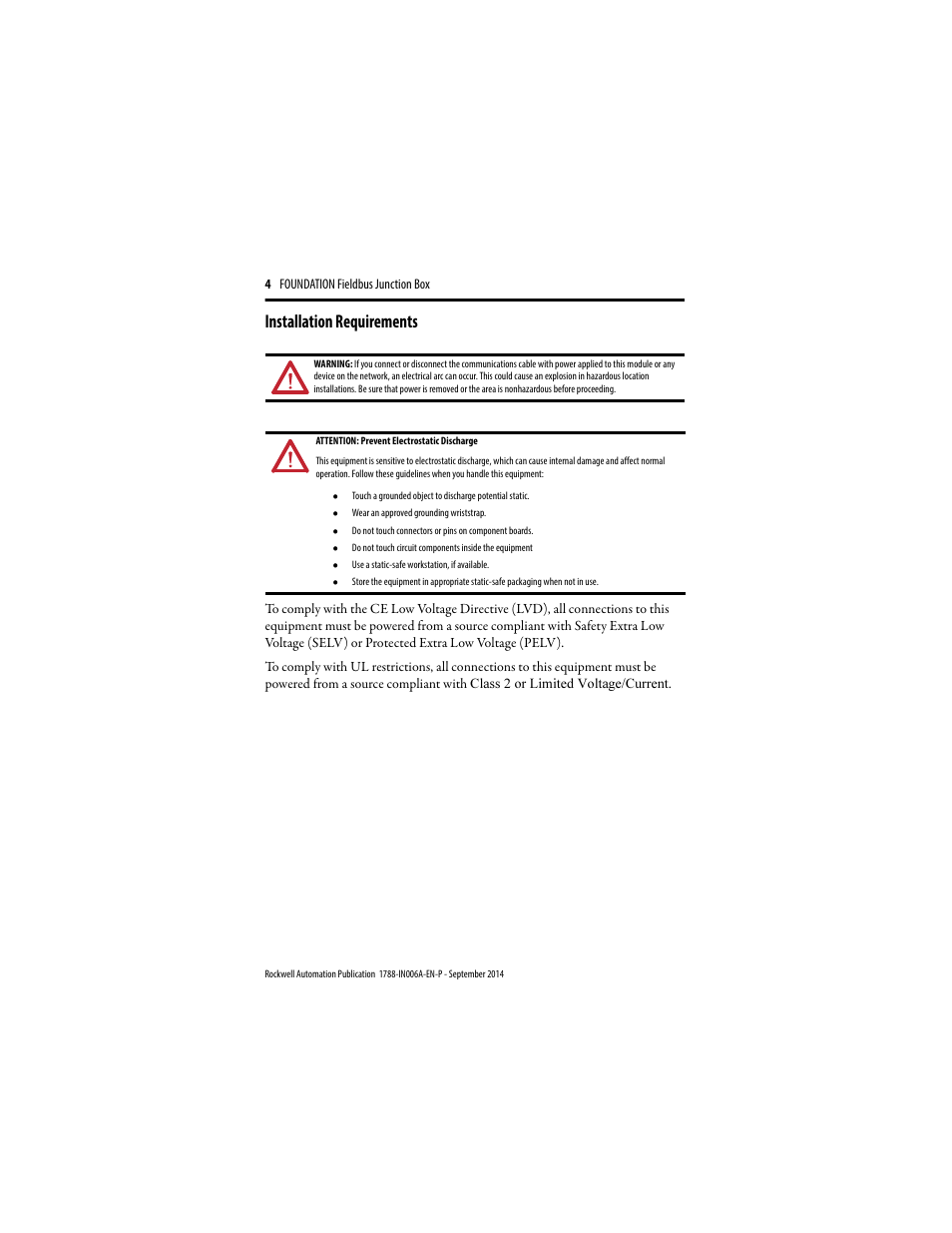 Installation requirements | Rockwell Automation 1788-FBJB6 Foundation Fieldbus Junction Box Installation Instructions User Manual | Page 4 / 18