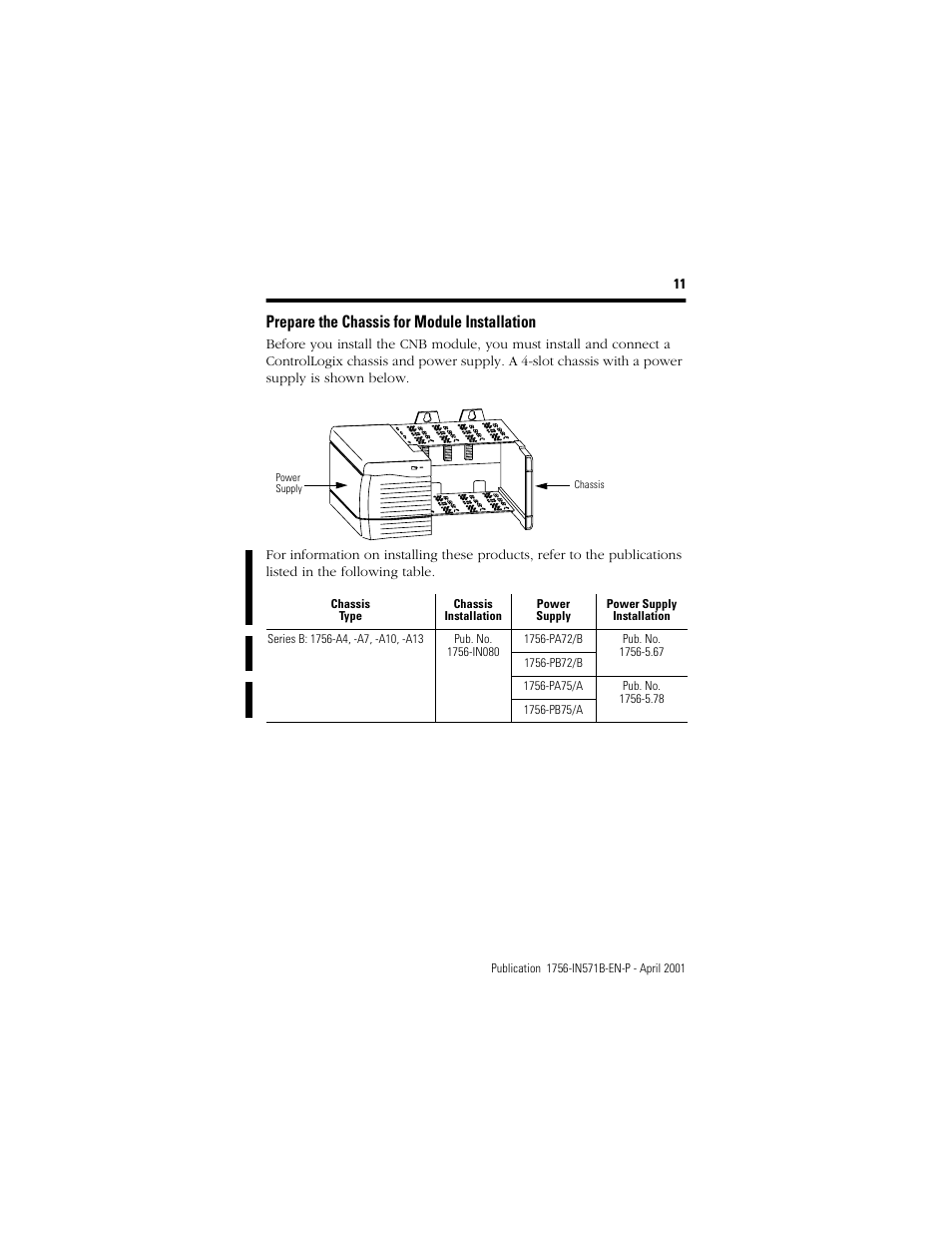 Prepare the chassis for module installation | Rockwell Automation 1756-CNB ControlLogix ControlNet Bridge Module Installation Instructions User Manual | Page 11 / 32