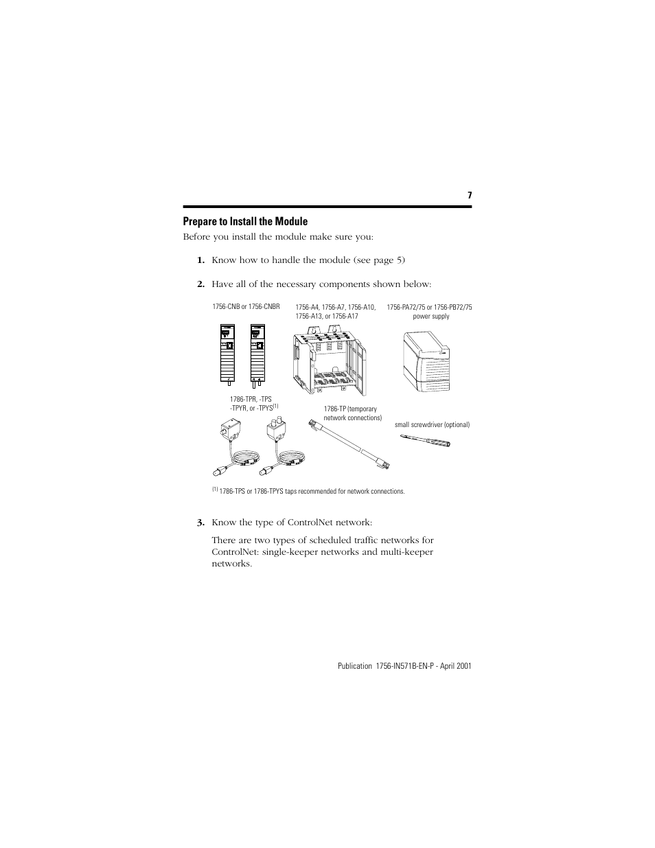 Prepare to install the module | Rockwell Automation 1756-CNB ControlLogix ControlNet Bridge Module Installation Instructions User Manual | Page 7 / 32