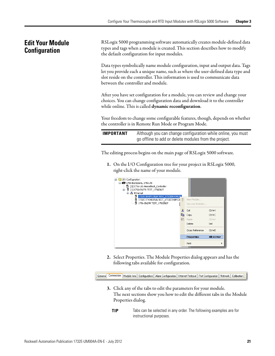 Edit your module configuration | Rockwell Automation 1732E-IR4IM12R ArmorBlock Dual-Port EtherNet/IP 4-Point Thermocouple and RTD User Manual | Page 29 / 86