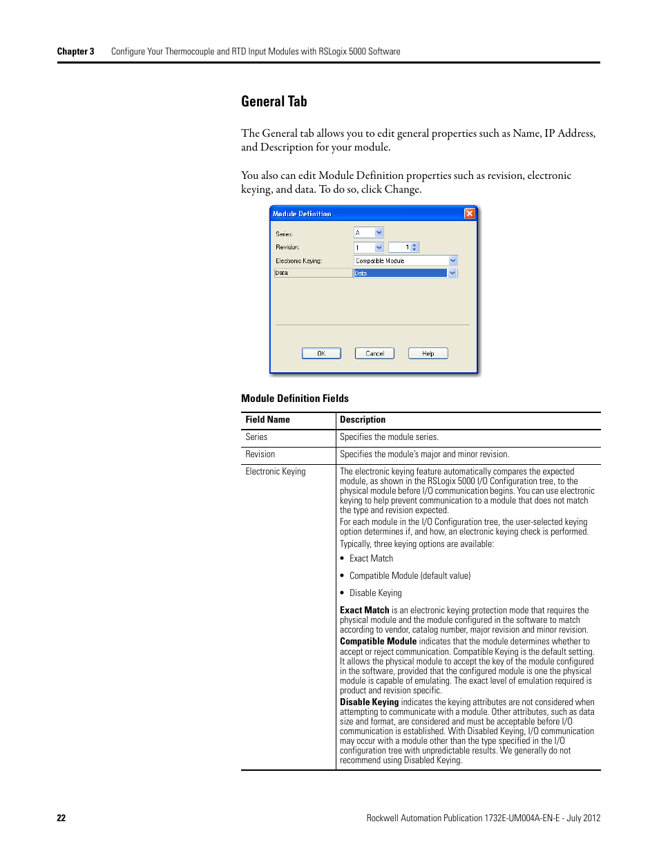 General tab | Rockwell Automation 1732E-IR4IM12R ArmorBlock Dual-Port EtherNet/IP 4-Point Thermocouple and RTD User Manual | Page 30 / 86