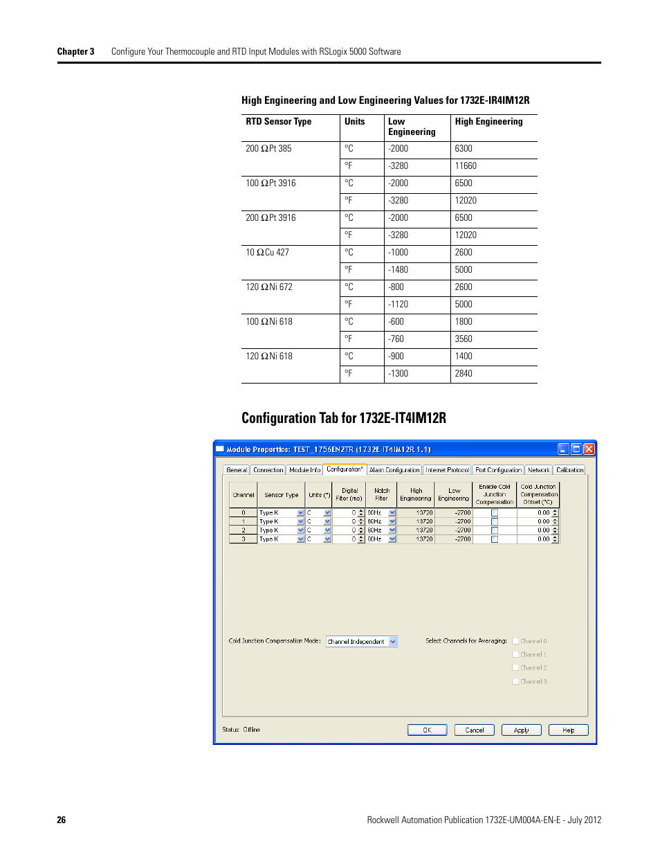 Configuration tab for 1732e-it4im12r | Rockwell Automation 1732E-IR4IM12R ArmorBlock Dual-Port EtherNet/IP 4-Point Thermocouple and RTD User Manual | Page 34 / 86