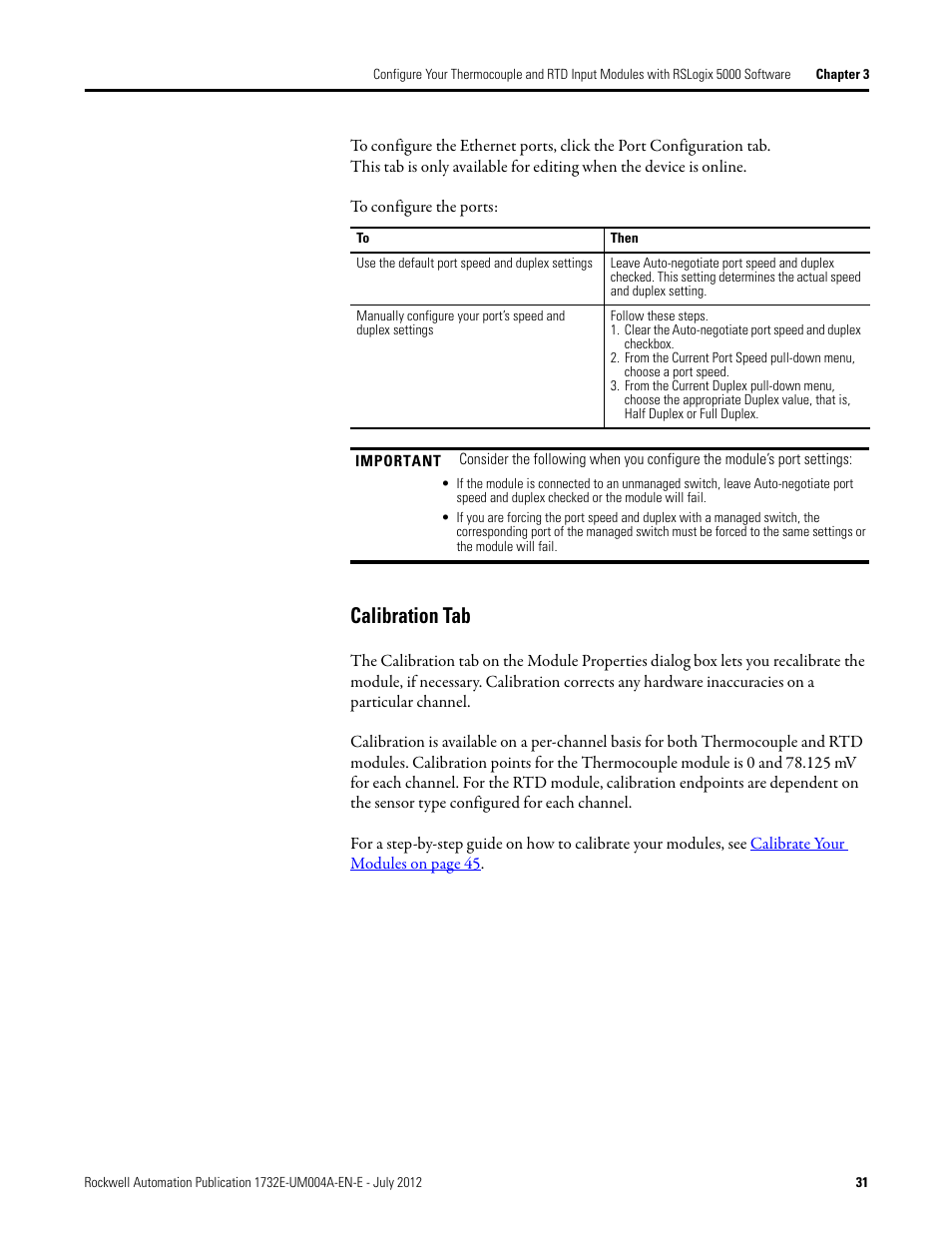 Calibration tab | Rockwell Automation 1732E-IR4IM12R ArmorBlock Dual-Port EtherNet/IP 4-Point Thermocouple and RTD User Manual | Page 39 / 86