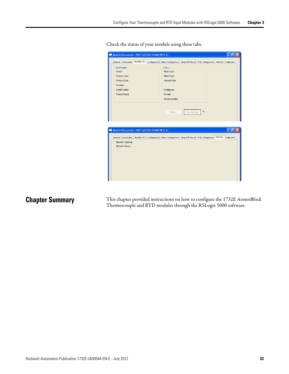 Chapter summary | Rockwell Automation 1732E-IR4IM12R ArmorBlock Dual-Port EtherNet/IP 4-Point Thermocouple and RTD User Manual | Page 41 / 86