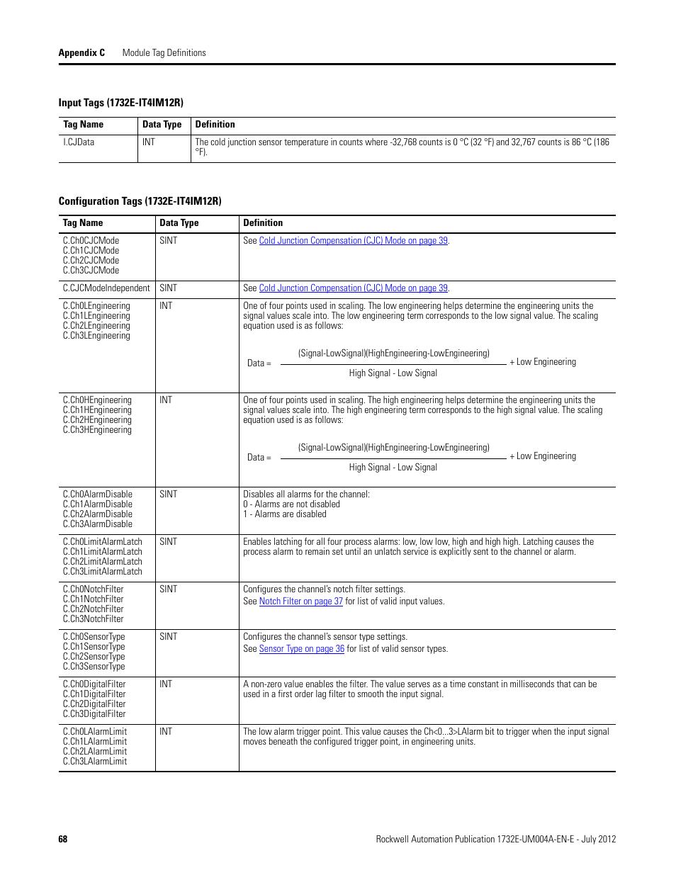 Rockwell Automation 1732E-IR4IM12R ArmorBlock Dual-Port EtherNet/IP 4-Point Thermocouple and RTD User Manual | Page 76 / 86