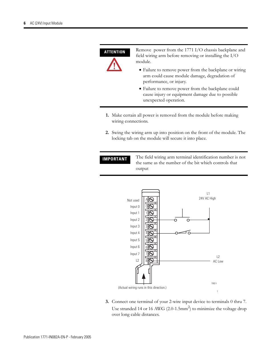 Rockwell Automation 1771-IN ac (24V) Input Module Installation Instructions User Manual | Page 6 / 8