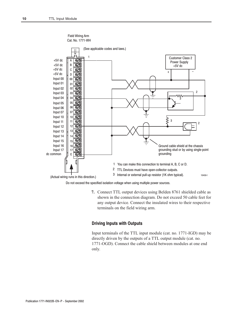 Driving inputs with outputs | Rockwell Automation 1771-IGD TTL Input Module Installation Instructions User Manual | Page 10 / 12