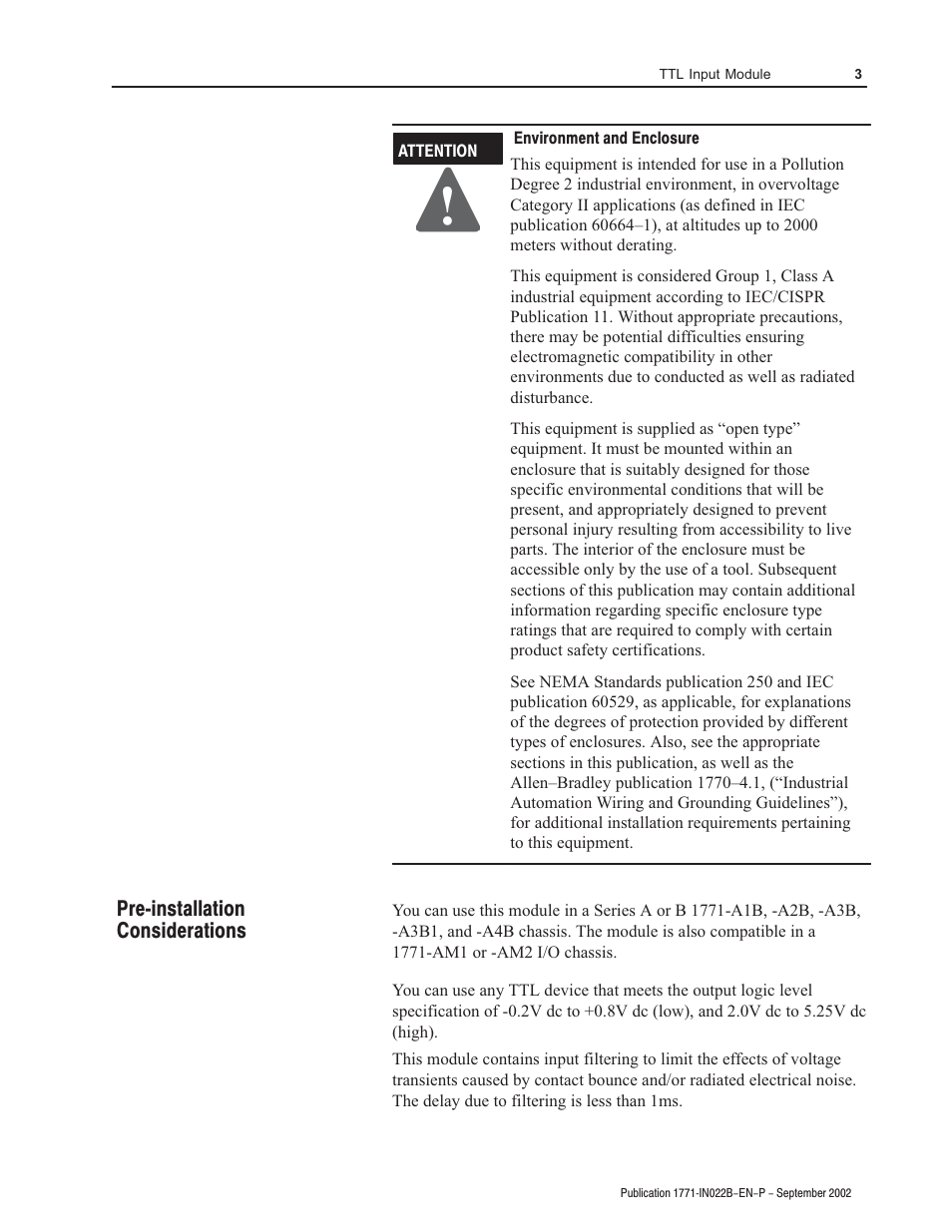 Rockwell Automation 1771-IGD TTL Input Module Installation Instructions User Manual | Page 3 / 12