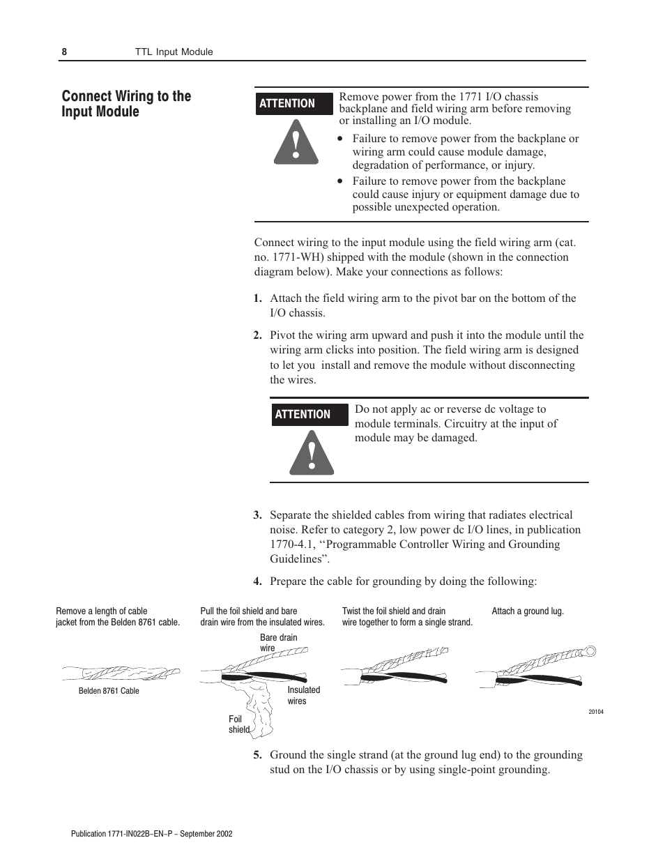 Rockwell Automation 1771-IGD TTL Input Module Installation Instructions User Manual | Page 8 / 12