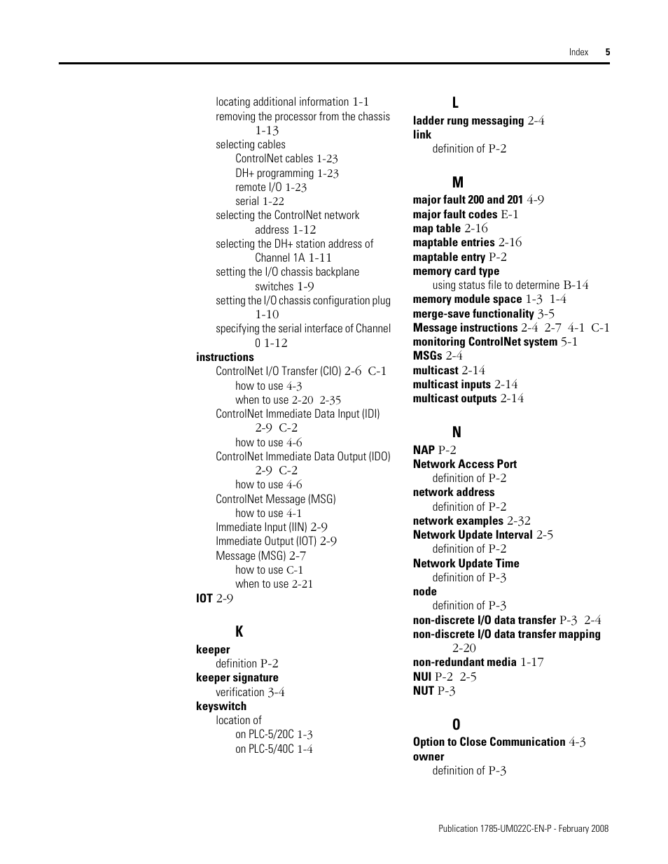 Rockwell Automation 1785-Lx0C15 ControlNet PLC-5 Programmable Controllers User Manual User Manual | Page 141 / 148