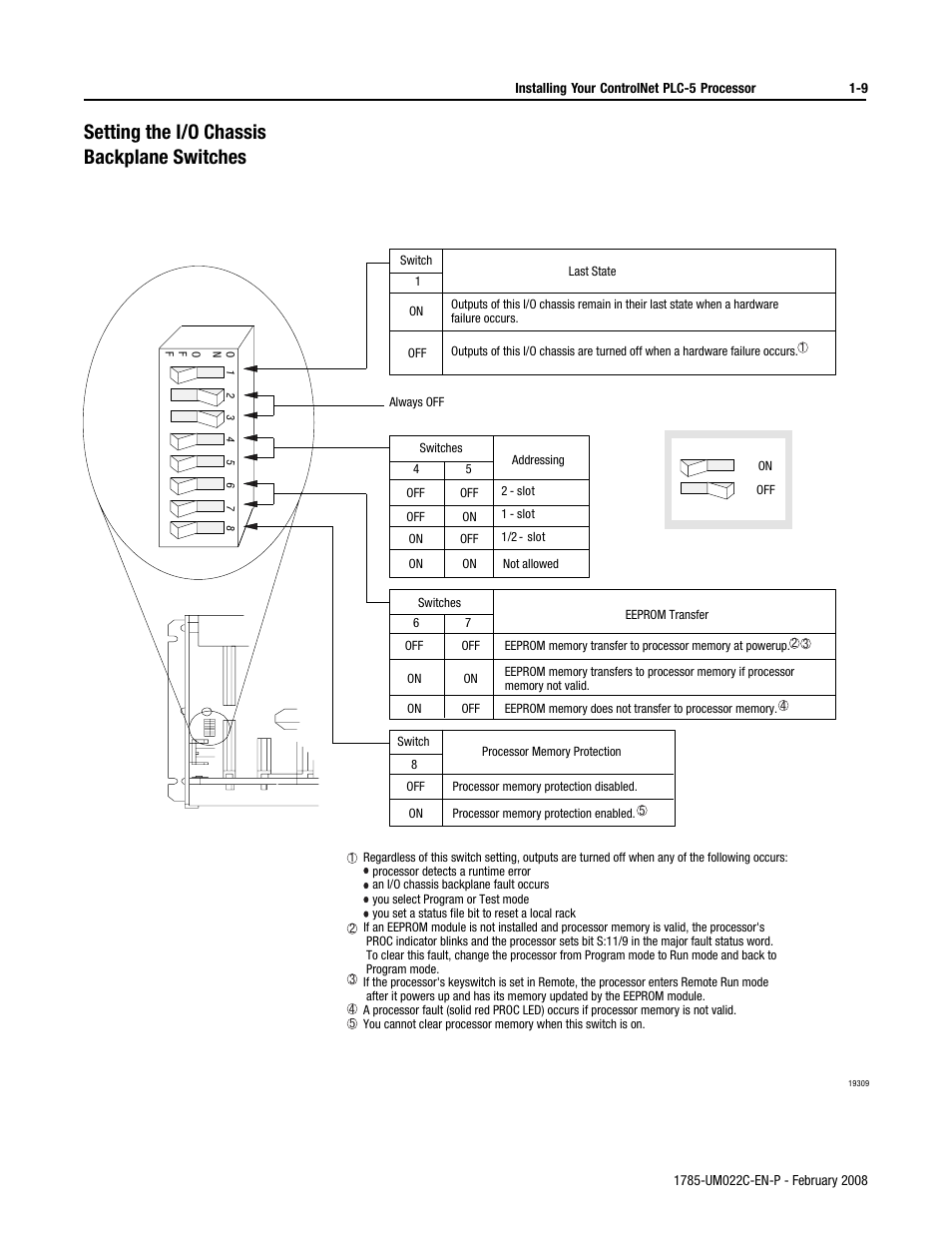 Setting the i/o chassis backplane switches | Rockwell Automation 1785-Lx0C15 ControlNet PLC-5 Programmable Controllers User Manual User Manual | Page 21 / 148