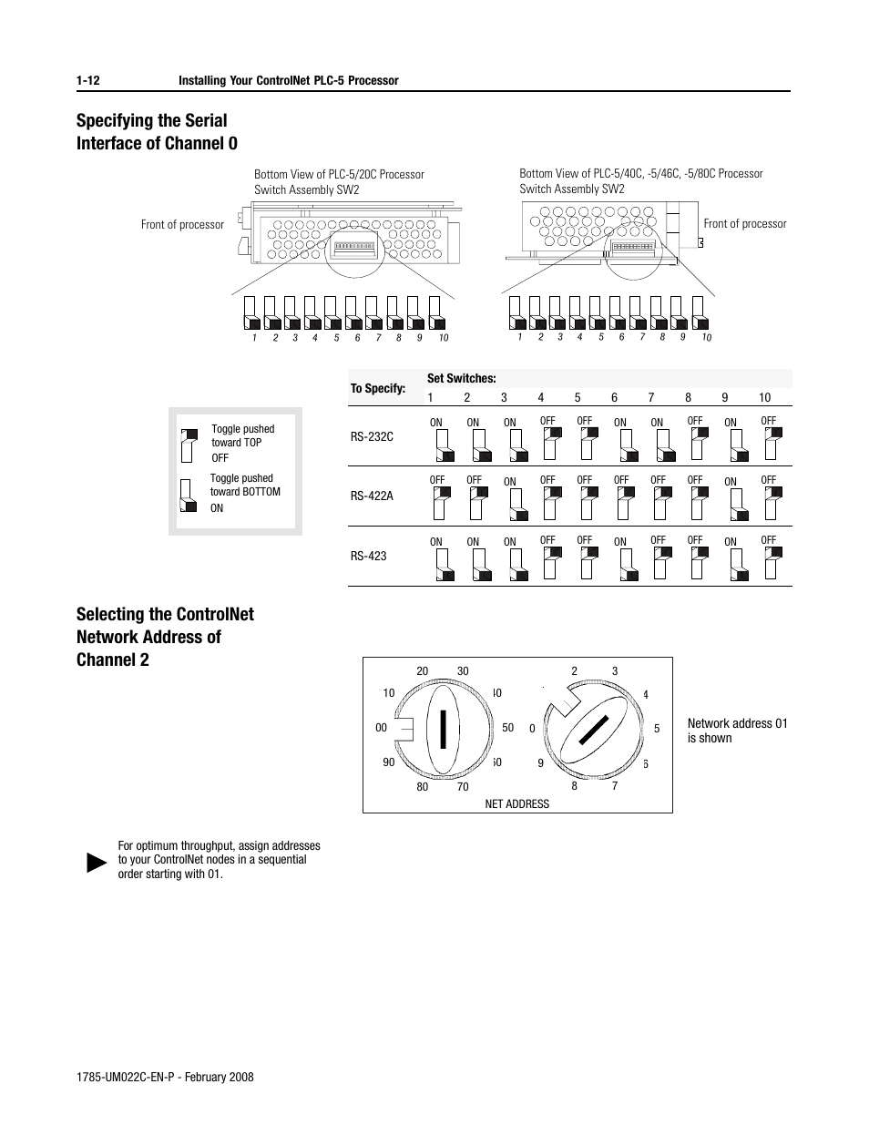 Specifying the serial interface of channel 0 | Rockwell Automation 1785-Lx0C15 ControlNet PLC-5 Programmable Controllers User Manual User Manual | Page 24 / 148