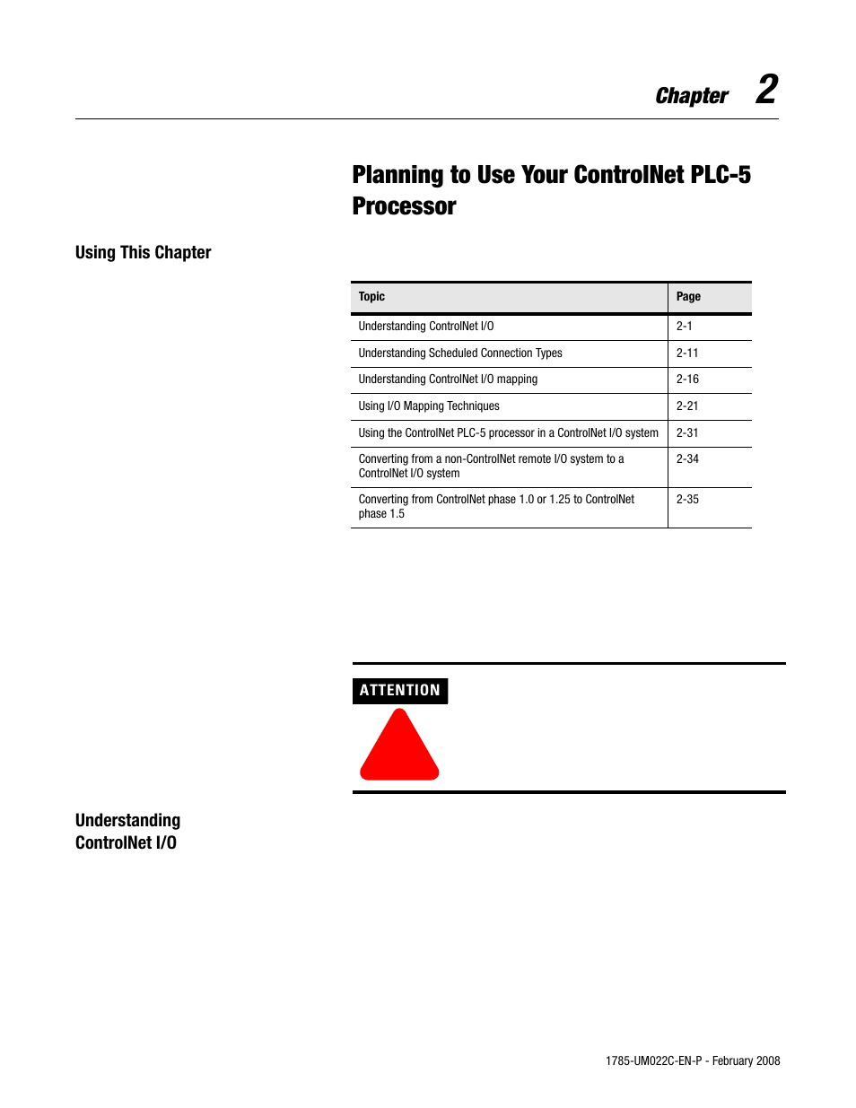 Planning to use your controlnet plc-5 processor, Chapter | Rockwell Automation 1785-Lx0C15 ControlNet PLC-5 Programmable Controllers User Manual User Manual | Page 39 / 148