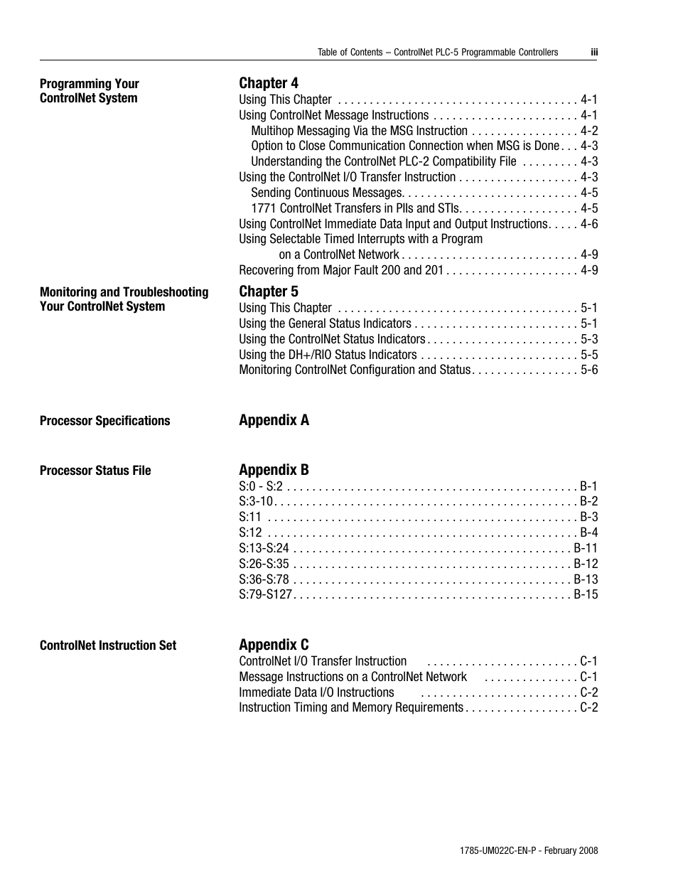 Rockwell Automation 1785-Lx0C15 ControlNet PLC-5 Programmable Controllers User Manual User Manual | Page 7 / 148