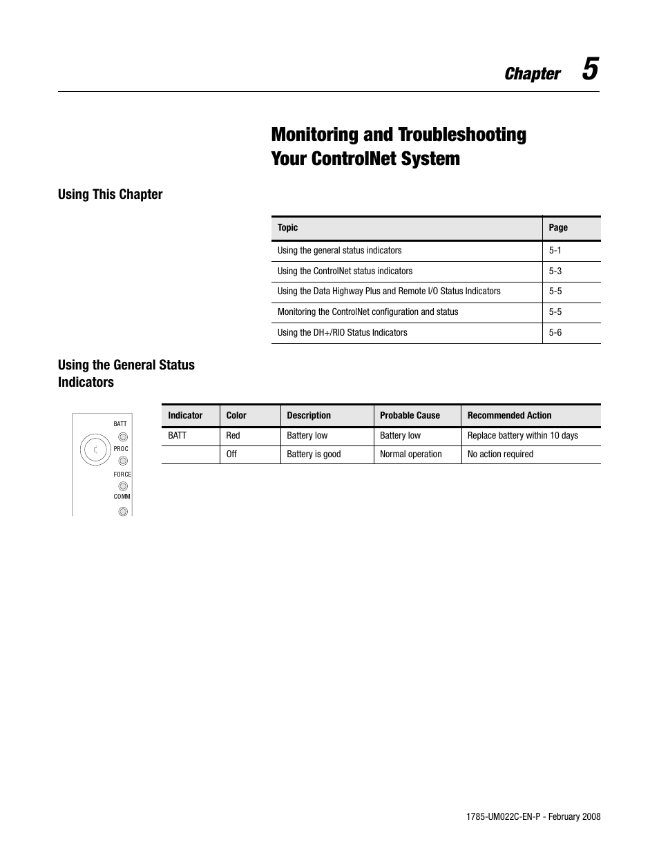 Monitoring and troubleshooting, Your controlnet system, Chapter | Rockwell Automation 1785-Lx0C15 ControlNet PLC-5 Programmable Controllers User Manual User Manual | Page 91 / 148