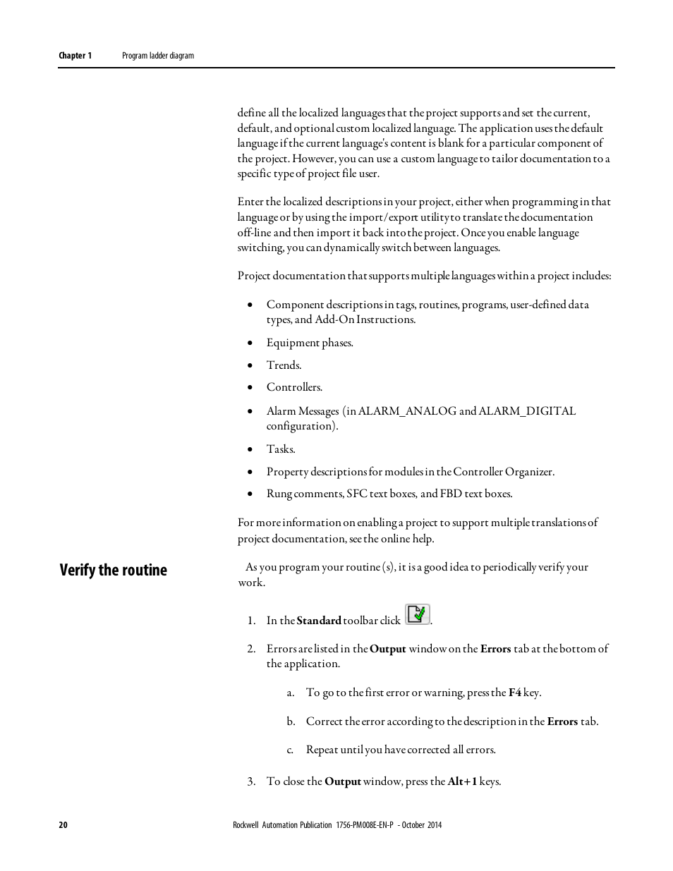 Verify the routine | Rockwell Automation Logix5000 Controllers Ladder Diagram Programming Manual User Manual | Page 20 / 22