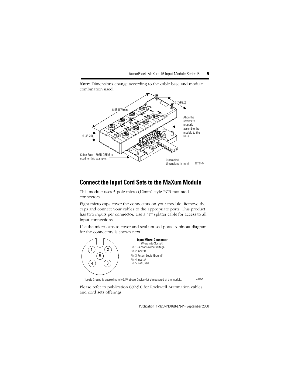 Connect the input cord sets to the maxum module | Rockwell Automation 1792D-16BVTOD ArmorBlock MaXum 16 Input Module Series B User Manual | Page 5 / 16