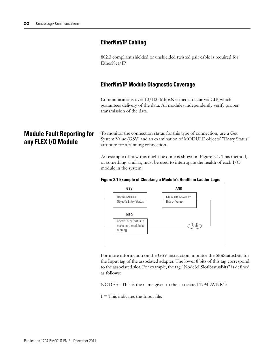 Ethernet/ip cabling, Ethernet/ip module diagnostic coverage, Module fault reporting for any flex i/o module | Rockwell Automation 1794 FLEX I/O System with ControlLogix for SIL2 User Manual | Page 20 / 60