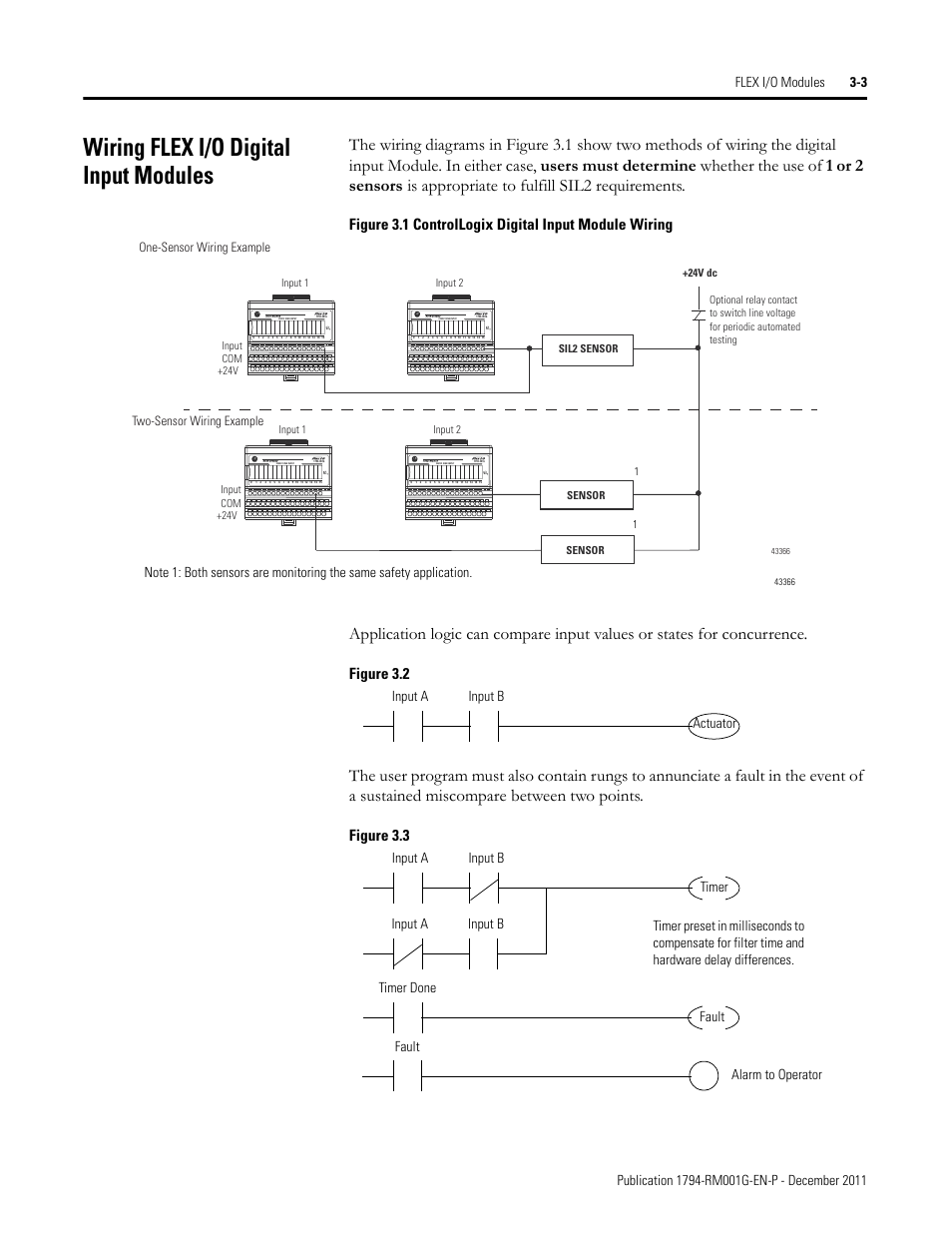 Wiring flex i/o digital input modules, Figure 3.2, Figure 3.3 | Rockwell Automation 1794 FLEX I/O System with ControlLogix for SIL2 User Manual | Page 25 / 60