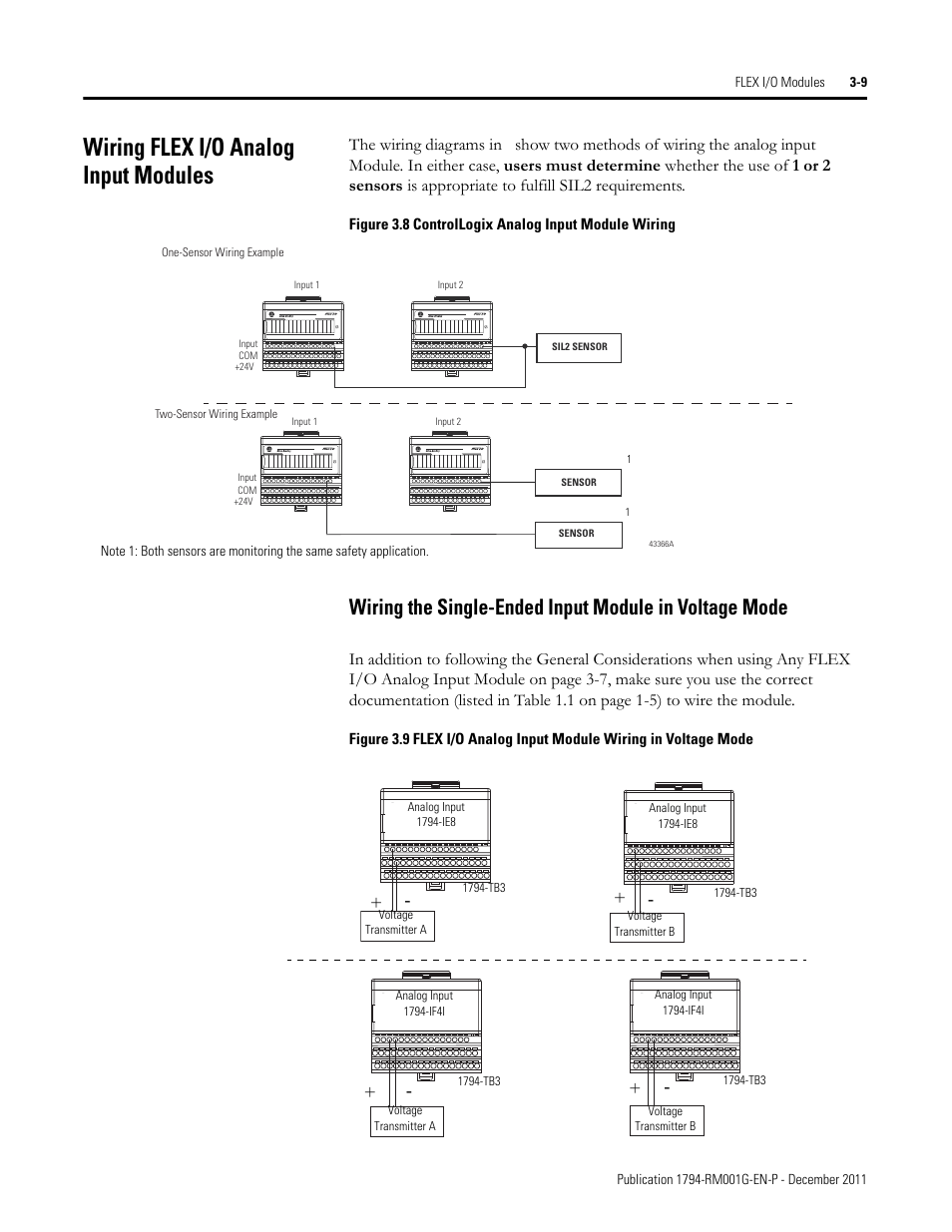 Wiring flex i/o analog input modules | Rockwell Automation 1794 FLEX I/O System with ControlLogix for SIL2 User Manual | Page 31 / 60