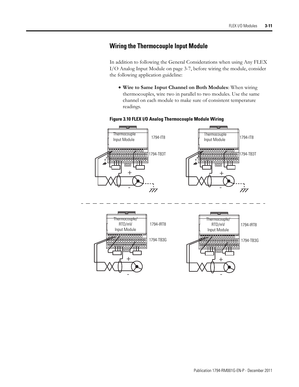 Wiring the thermocouple input module | Rockwell Automation 1794 FLEX I/O System with ControlLogix for SIL2 User Manual | Page 33 / 60