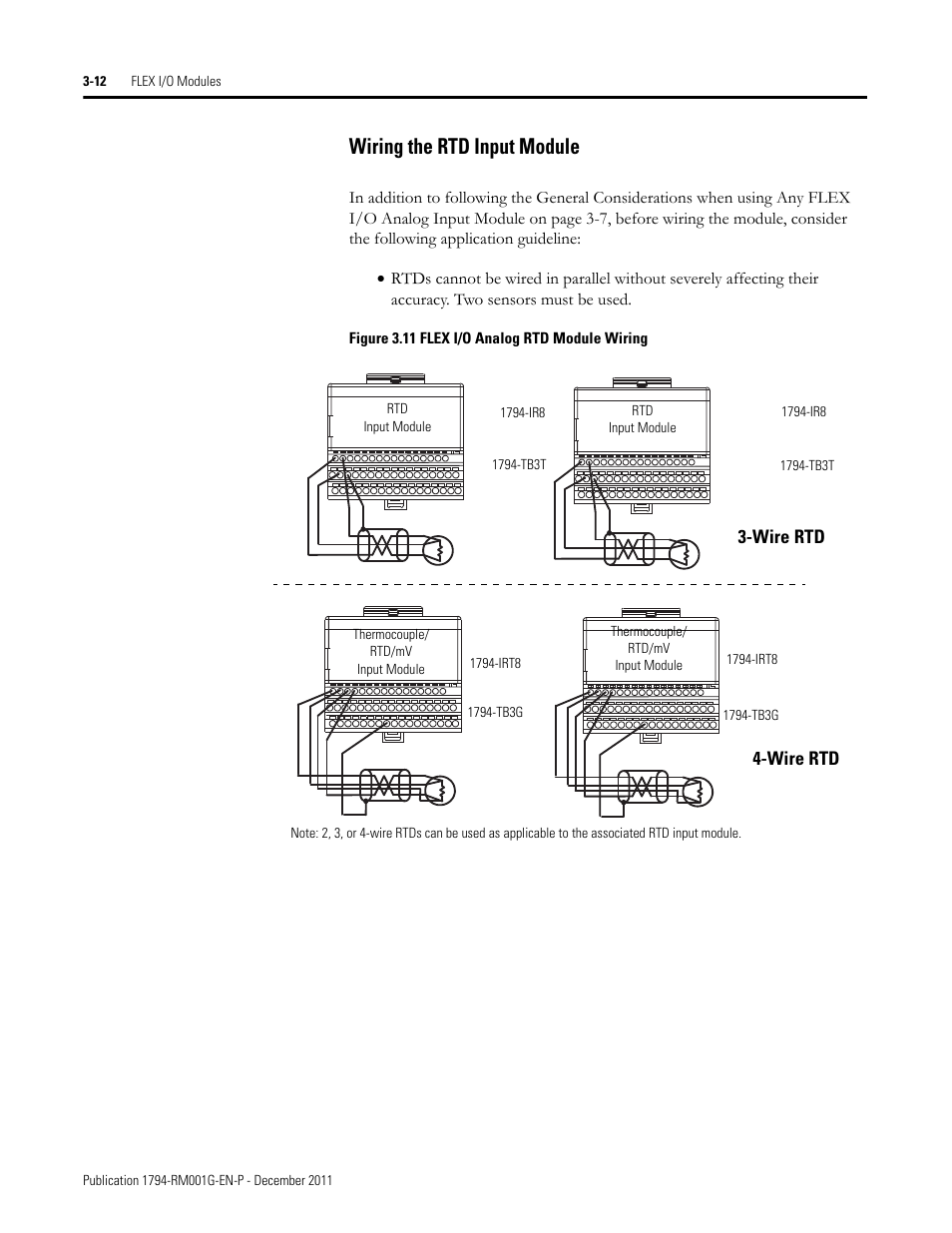 Wiring the rtd input module | Rockwell Automation 1794 FLEX I/O System with ControlLogix for SIL2 User Manual | Page 34 / 60
