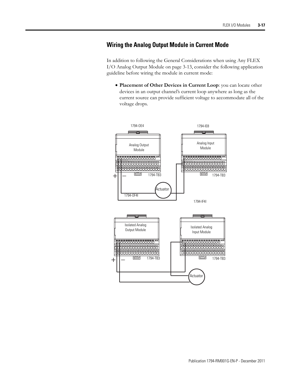 Wiring the analog output module in current mode | Rockwell Automation 1794 FLEX I/O System with ControlLogix for SIL2 User Manual | Page 39 / 60