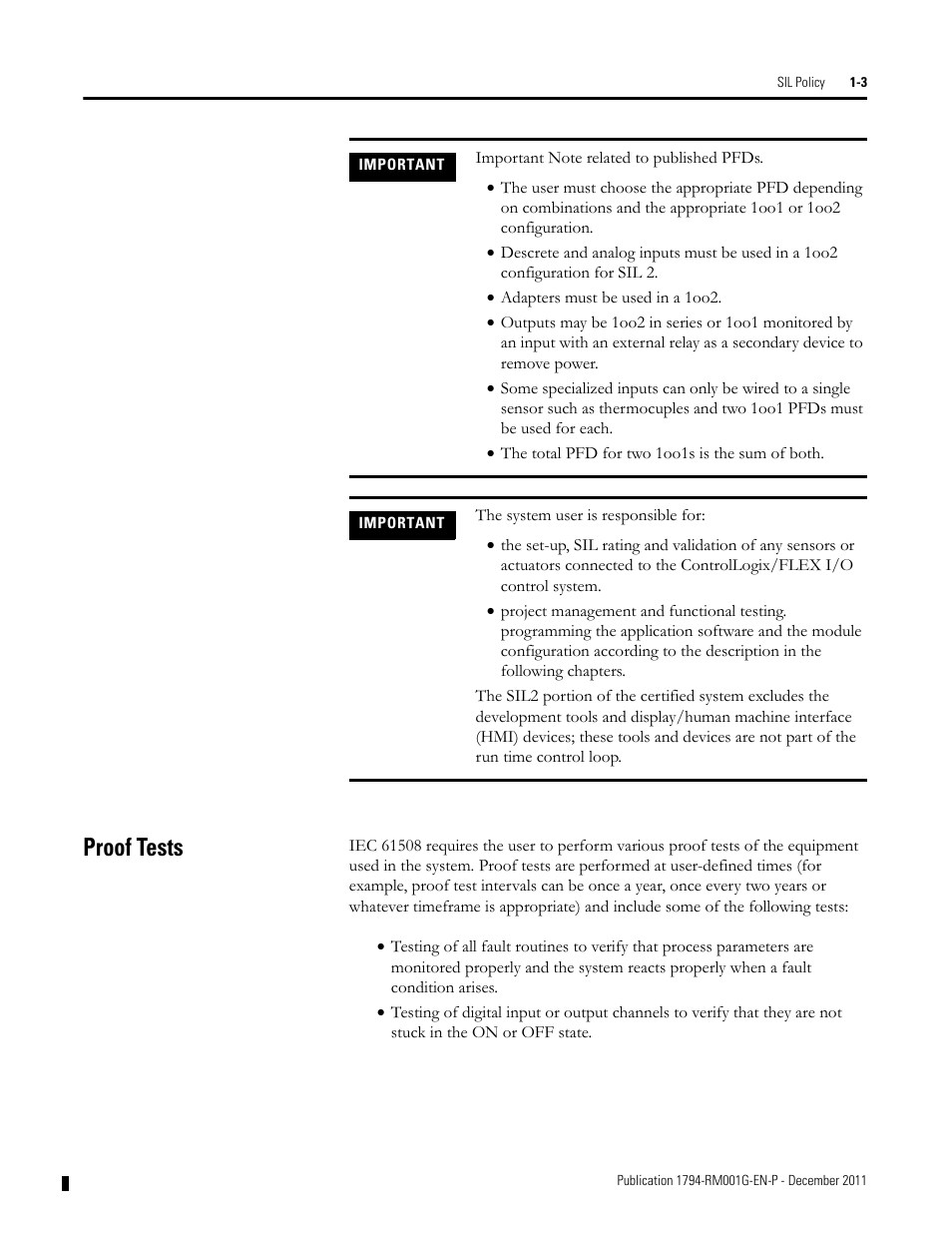 Proof tests | Rockwell Automation 1794 FLEX I/O System with ControlLogix for SIL2 User Manual | Page 7 / 60