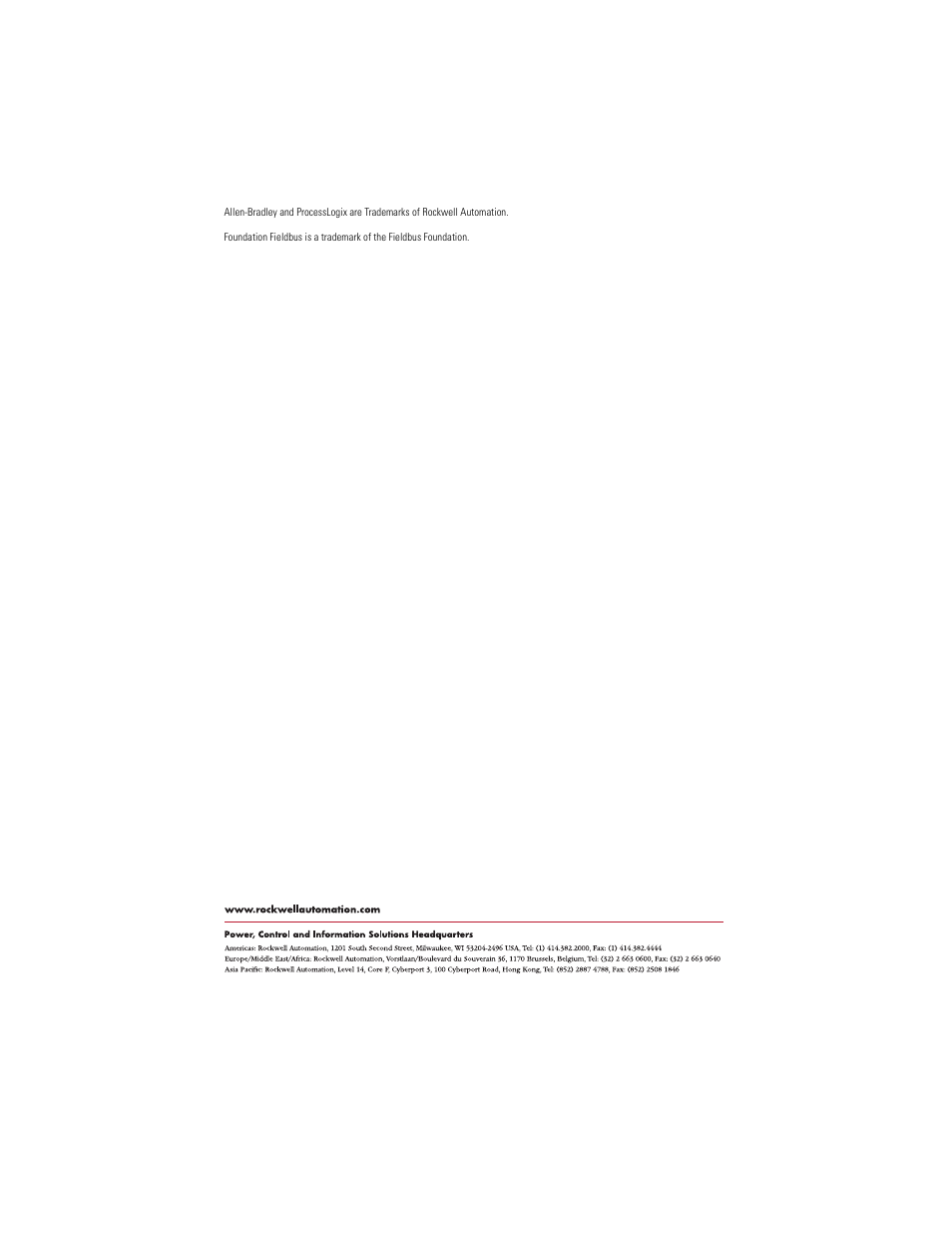 Back cover | Rockwell Automation 1757-FIM ProcessLogix Fieldbus Interface Module (FIM) Installation Instructions User Manual | Page 12 / 12