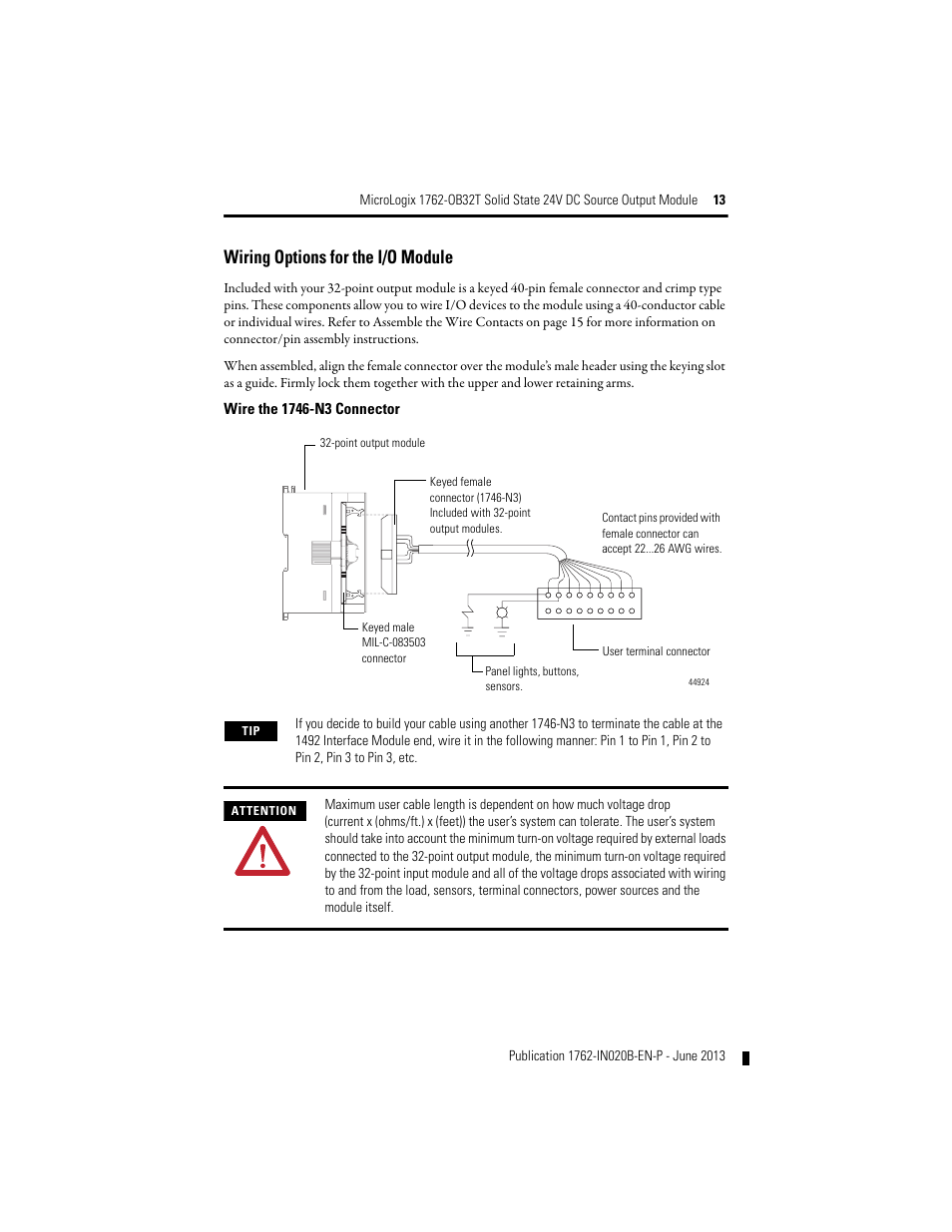 Wiring options for the i/o module | Rockwell Automation 1762-OB32T MicroLogix Solid State 24V DC Source Output User Manual | Page 13 / 20
