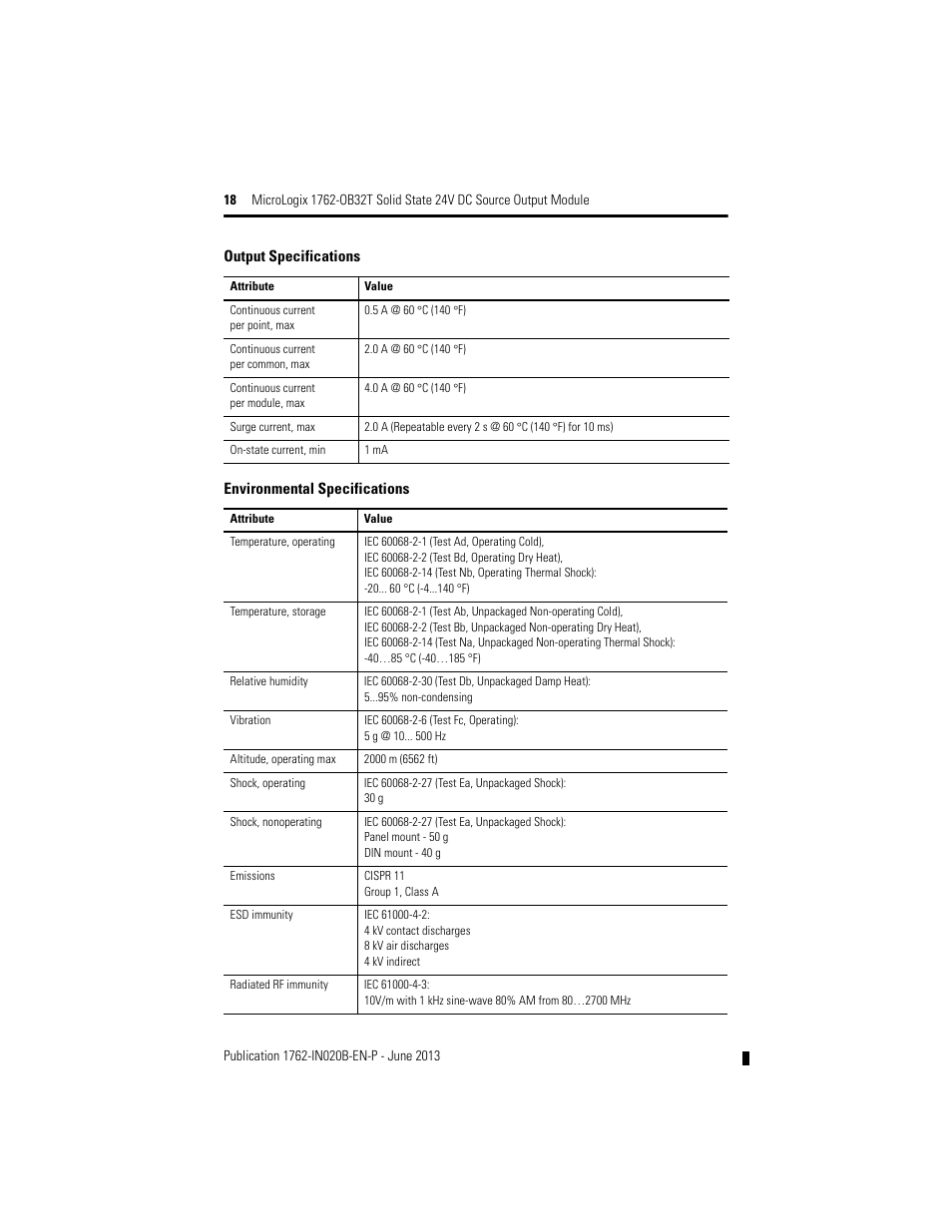 Rockwell Automation 1762-OB32T MicroLogix Solid State 24V DC Source Output User Manual | Page 18 / 20