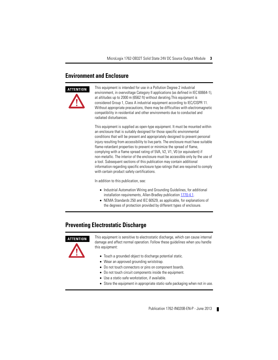 Rockwell Automation 1762-OB32T MicroLogix Solid State 24V DC Source Output User Manual | Page 3 / 20