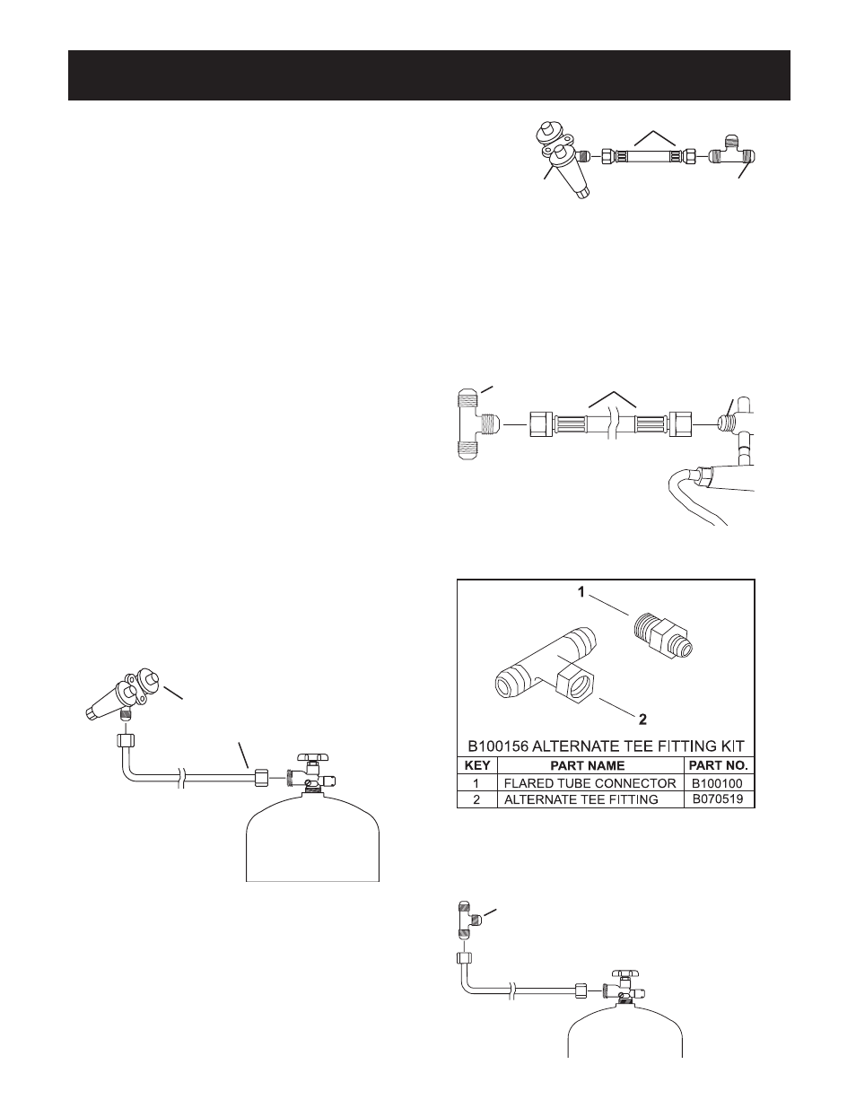Installing "tee" connector, Pressure regulator and hose assembly, Installing “tee” connector | Ropane, Onnection connecting to propane gas, Continued) | Broilmaster DPSBSS User Manual | Page 10 / 16