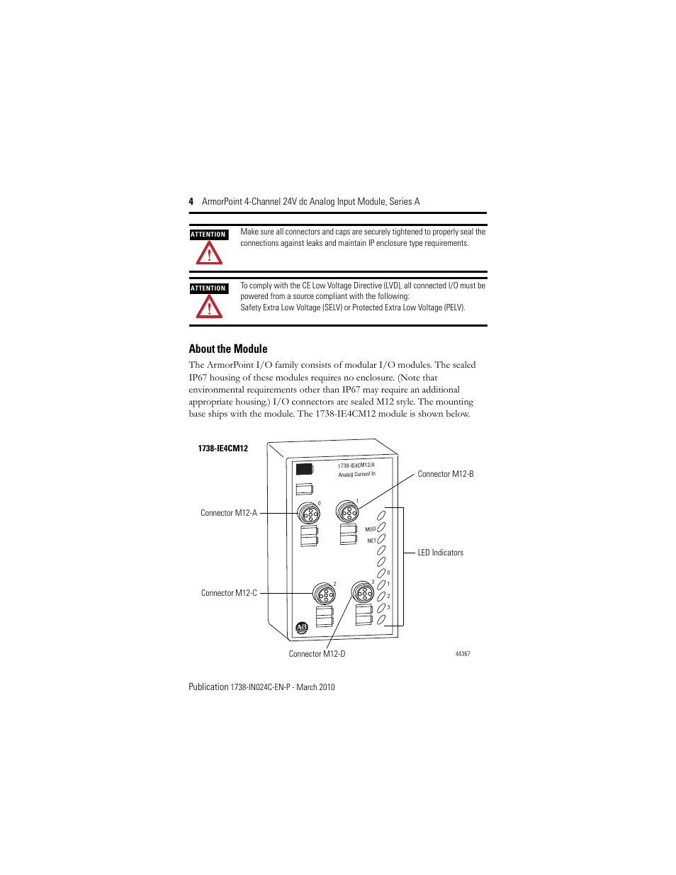 About the module | Rockwell Automation 1738-IE4CM12 ArmorPoint 4-Channel 24V dc Analog Input Modules, Series A User Manual | Page 4 / 16