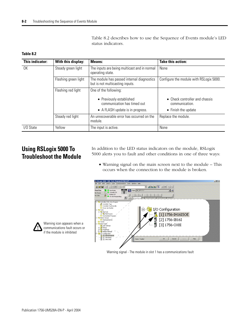 Using rslogix 5000 to troubleshoot the module, Using rslogix 5000 to troubleshoot the module -2 | Rockwell Automation 1756-IH16ISOE ControlLogix Sequence of Events Module User Manual | Page 108 / 160