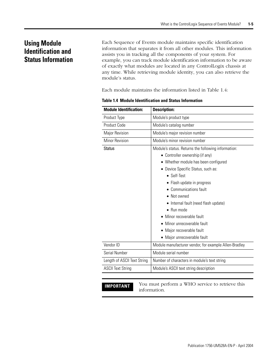 Using module identification and status information | Rockwell Automation 1756-IH16ISOE ControlLogix Sequence of Events Module User Manual | Page 15 / 160
