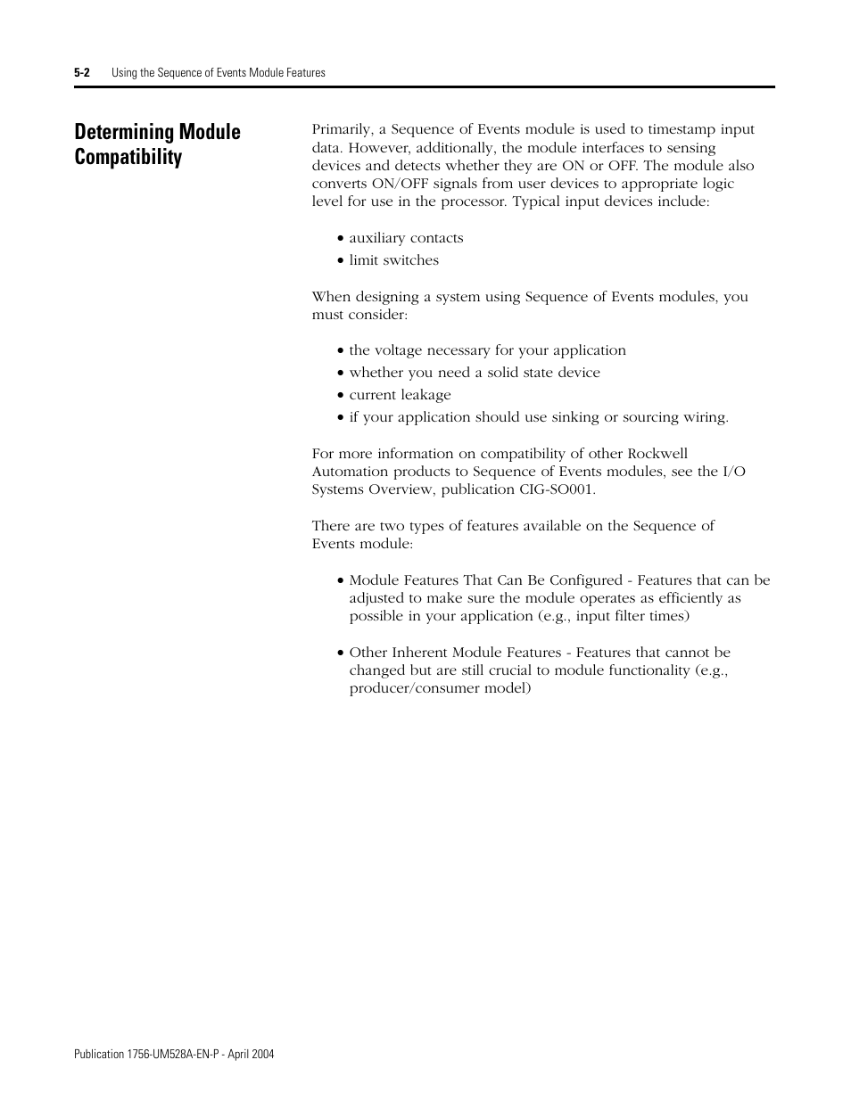 Determining module compatibility, Determining module compatibility -2 | Rockwell Automation 1756-IH16ISOE ControlLogix Sequence of Events Module User Manual | Page 54 / 160