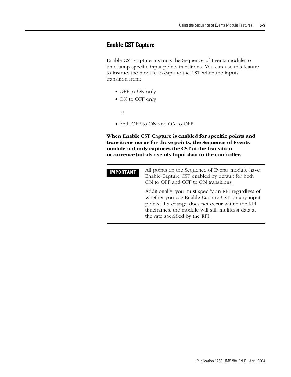 Enable cst capture -5, Enable cst capture | Rockwell Automation 1756-IH16ISOE ControlLogix Sequence of Events Module User Manual | Page 57 / 160