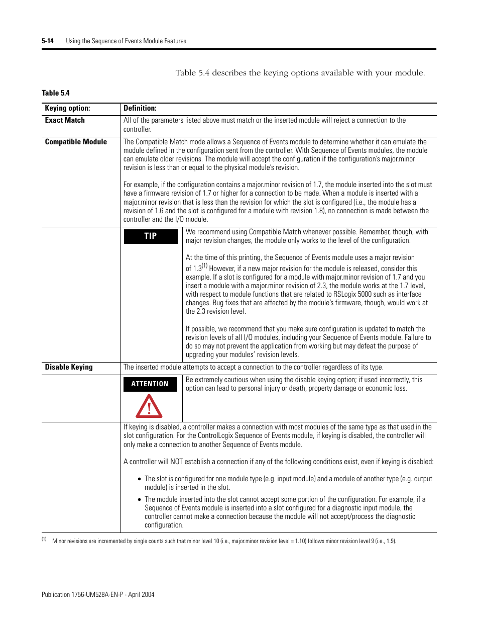 Exact match, Compatible module, Disable keying | Rockwell Automation 1756-IH16ISOE ControlLogix Sequence of Events Module User Manual | Page 66 / 160