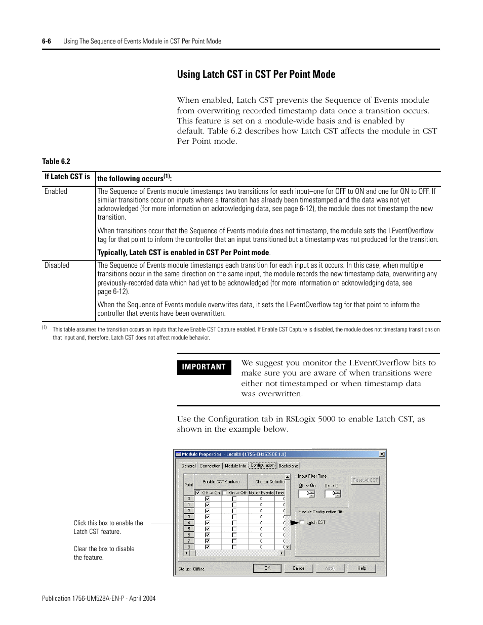 Using latch cst in cst per point mode -6, Using latch cst in cst per point mode | Rockwell Automation 1756-IH16ISOE ControlLogix Sequence of Events Module User Manual | Page 78 / 160