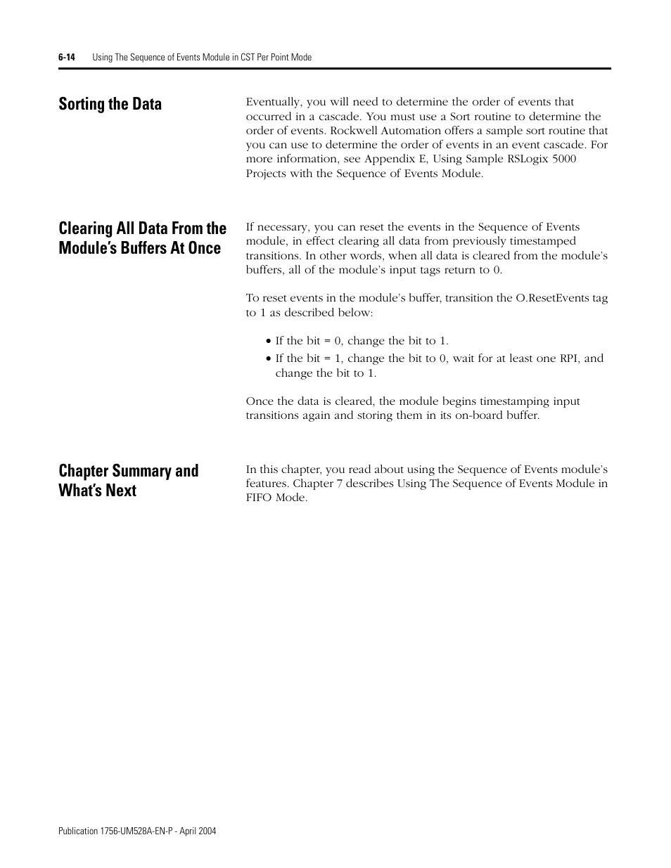 Sorting the data, Chapter summary and what’s next | Rockwell Automation 1756-IH16ISOE ControlLogix Sequence of Events Module User Manual | Page 86 / 160