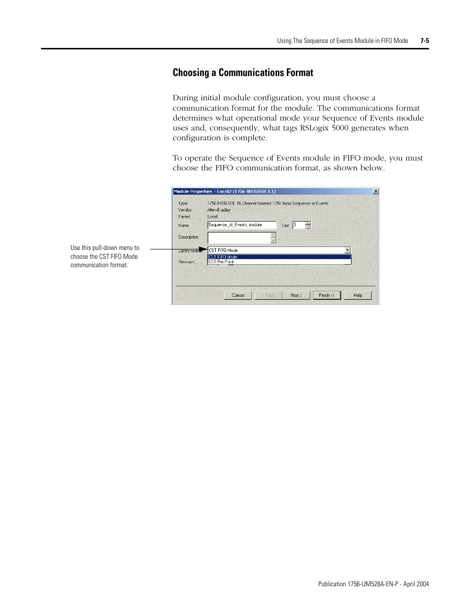 Choosing a communications format -5, Choosing a communications format | Rockwell Automation 1756-IH16ISOE ControlLogix Sequence of Events Module User Manual | Page 91 / 160