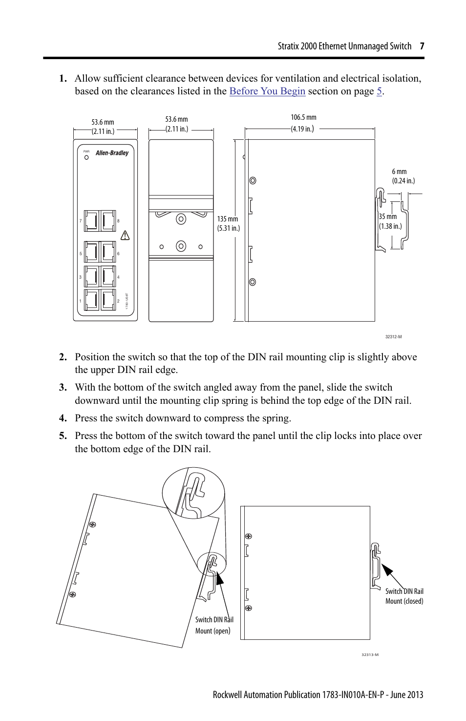 Rockwell Automation 1783-US8T Stratix 2000 Ethernet Unmanaged Switch Installation Instructions User Manual | Page 7 / 16