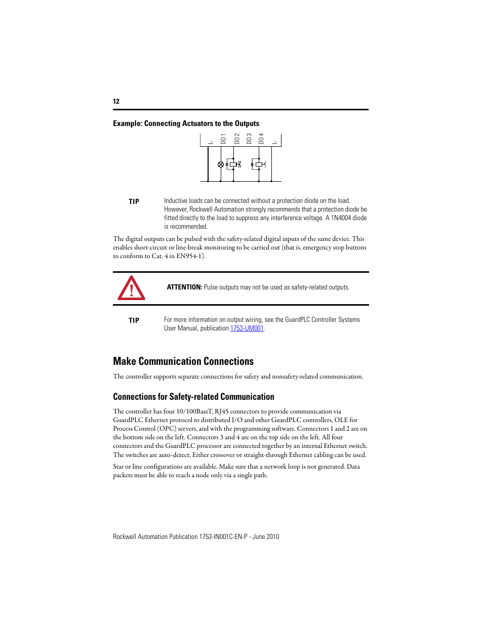 Make communication connections, Connections for safety-related communication | Rockwell Automation 1753-L28BBB-M_P GuardPLC 1600 Controllers User Manual | Page 12 / 20