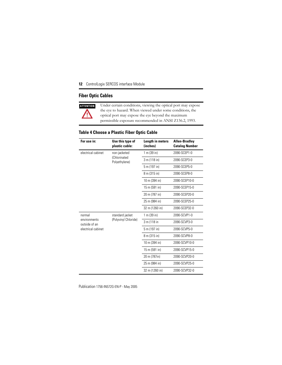 Fiber optic cables | Rockwell Automation 1756-Mxxxx ControlLogix SERCOS interface Module Installation Instructions User Manual | Page 12 / 20