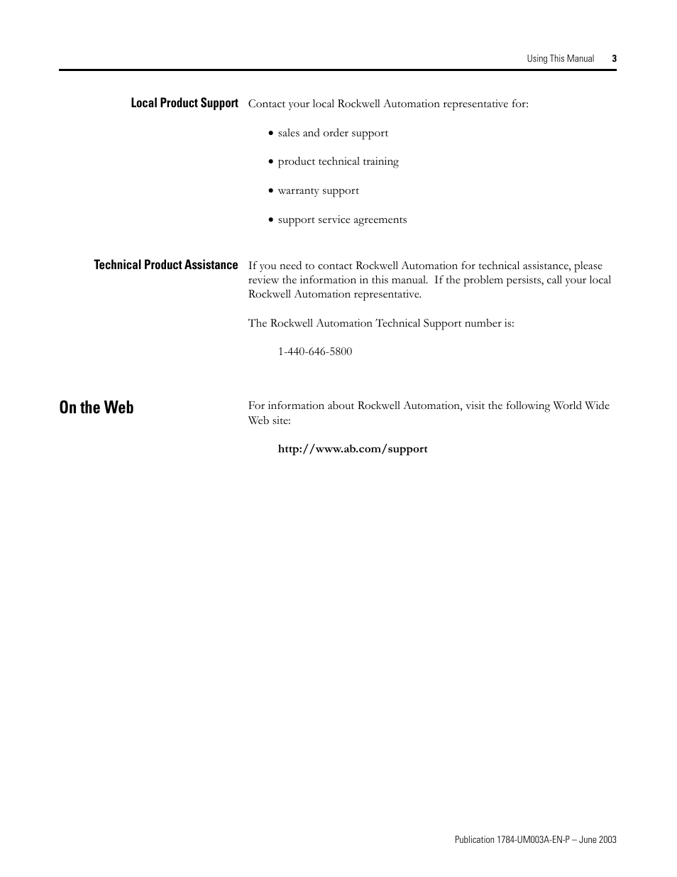 Local product support, Technical product assistance, On the web | Local product support technical product assistance | Rockwell Automation 1784-PM16SE SoftLogix Motion Card Setup and Configuration Manual User Manual | Page 11 / 451