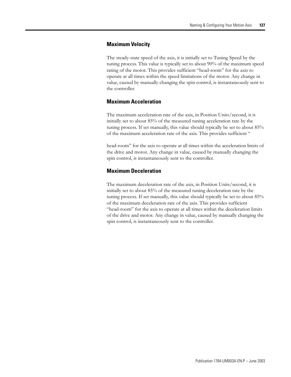 Maximum velocity, Maximum acceleration, Maximum deceleration | Rockwell Automation 1784-PM16SE SoftLogix Motion Card Setup and Configuration Manual User Manual | Page 135 / 451