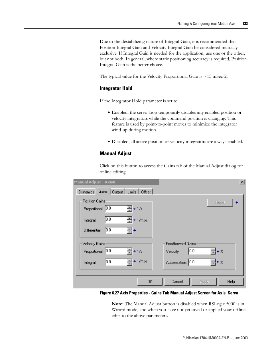 Integrator hold, Manual adjust | Rockwell Automation 1784-PM16SE SoftLogix Motion Card Setup and Configuration Manual User Manual | Page 141 / 451